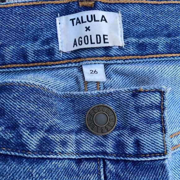 Talula x Agolde High Rise Taper Jeans Frayed Hems Light Wash Size 26 - Picture 4 of 6